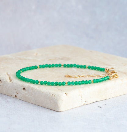 Dainty Green Onyx Gemstone Bracelet