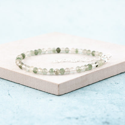 Green Moss / Rutile Quartz Gemstone Bracelet