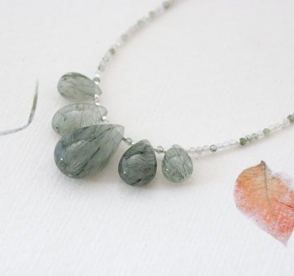Moss / Green Rutile Quartz Gemstone Necklace