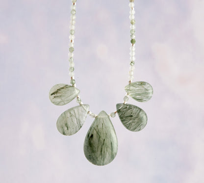 Moss / Green Rutile Quartz Gemstone Necklace
