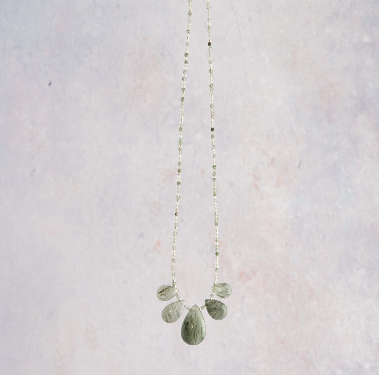 Moss / Green Rutile Quartz Gemstone Necklace