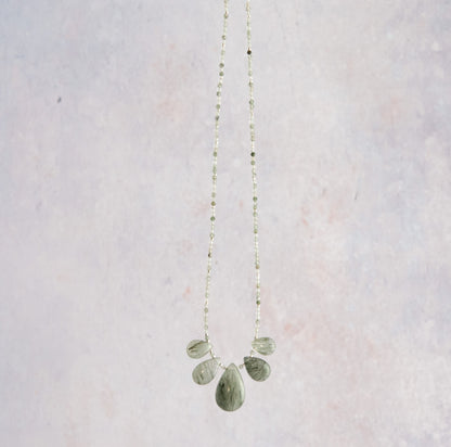 Moss / Green Rutile Quartz Gemstone Necklace