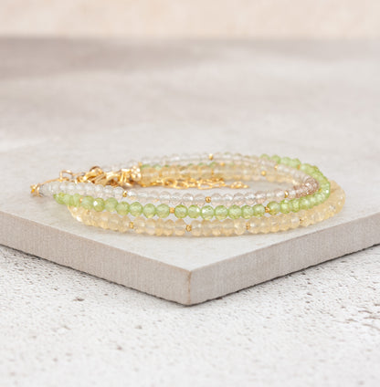 Set Of 3 Dainty Stacking Bracelets (Imperial Topaz, Peridot & Citrine)