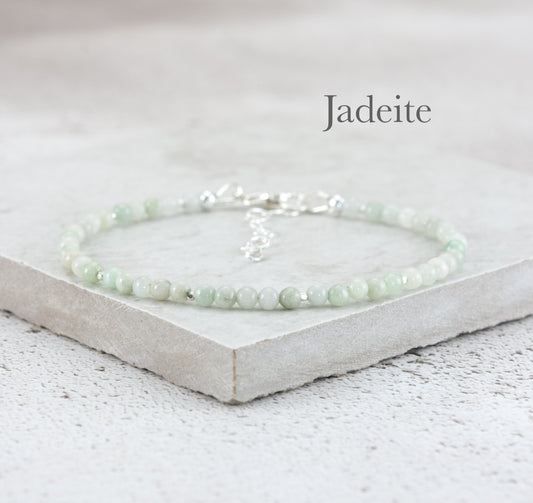 Dainty Jadeite Gemstone Bracelet (3mm)