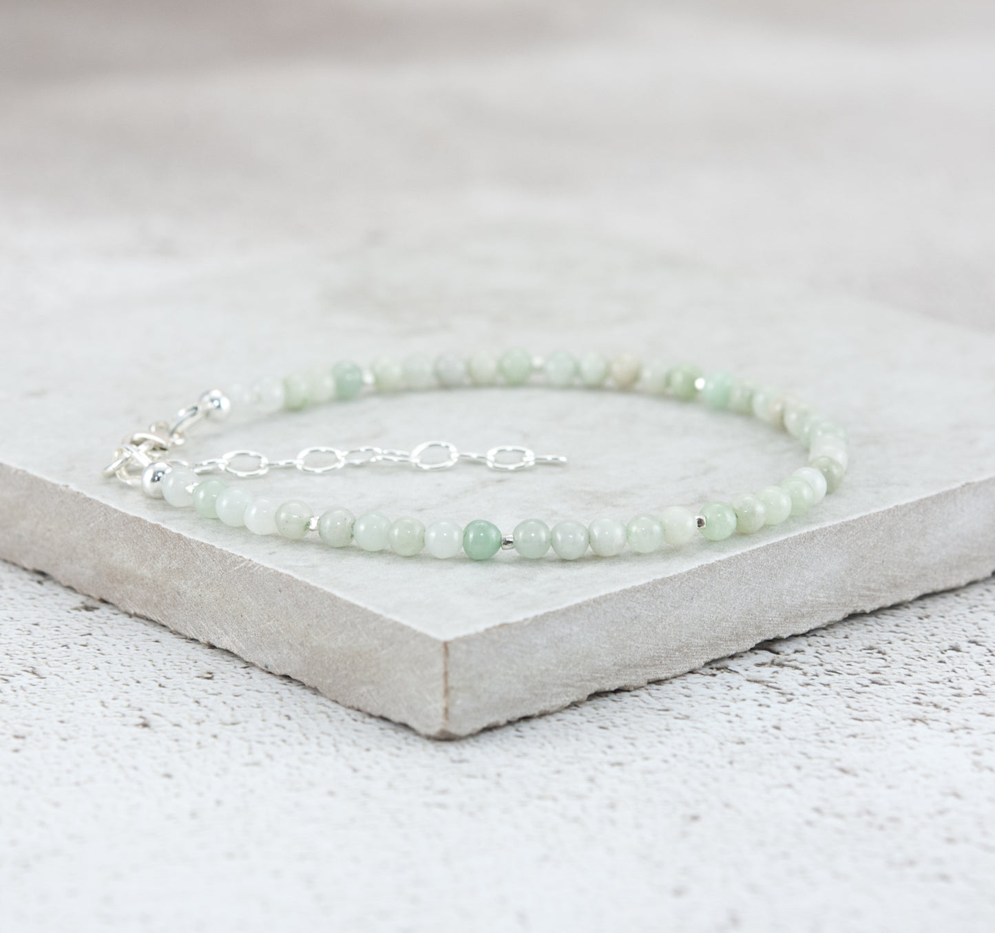 Dainty Jadeite Gemstone Bracelet (3mm)