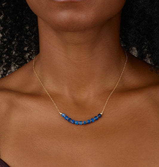 Kyanite Cube Bead Necklace
