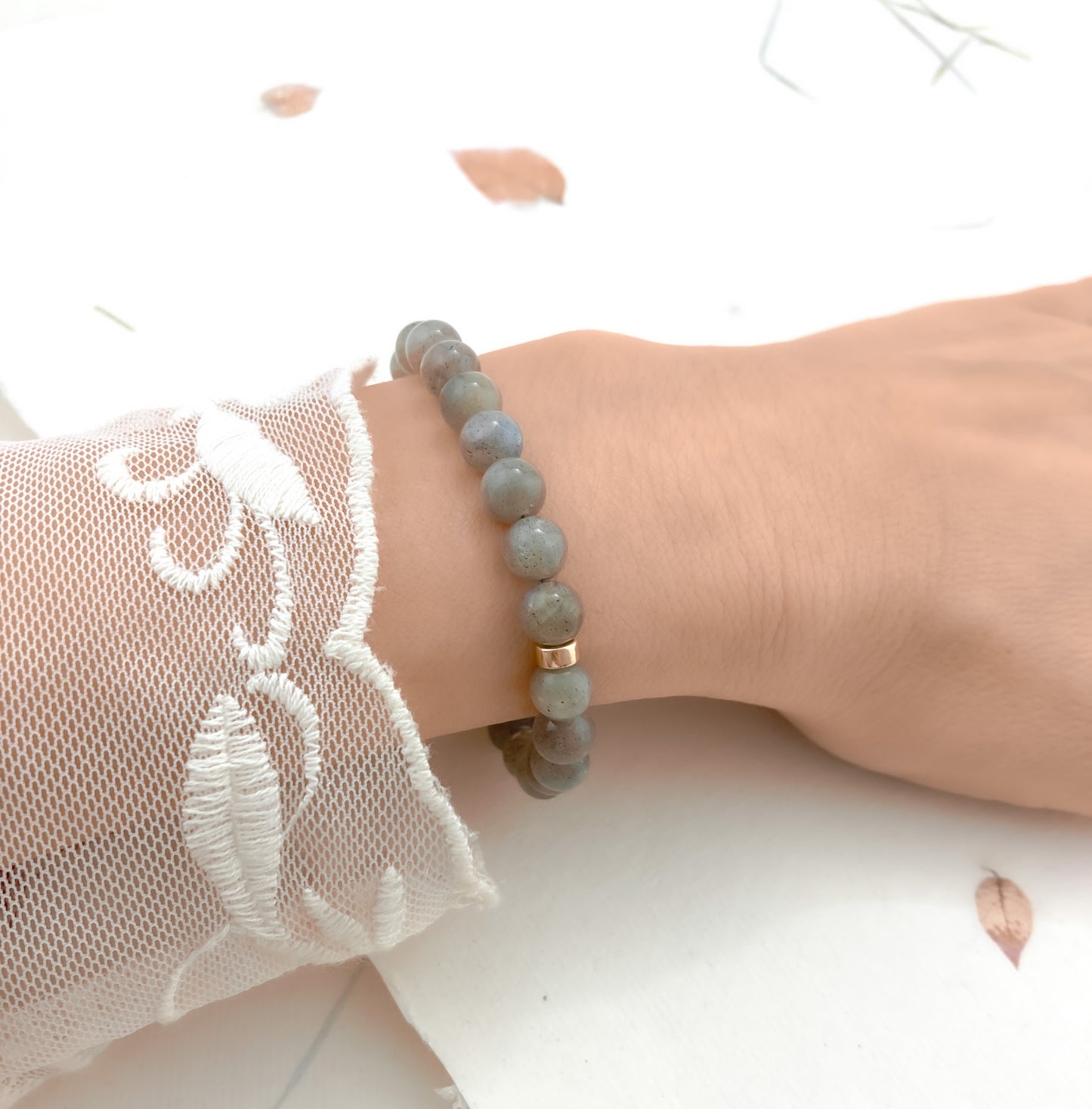 Labradorite & 14k Gold Fill / 925 Sterling Silver Rondelle Gemstone Bracelet