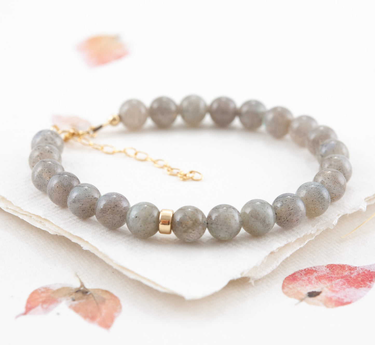 Labradorite & 14k Gold Fill / 925 Sterling Silver Rondelle Gemstone Bracelet