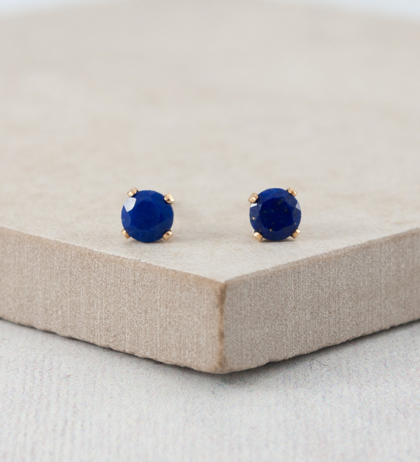 Dainty Lapis Lazuli Gemstone Stud Earrings