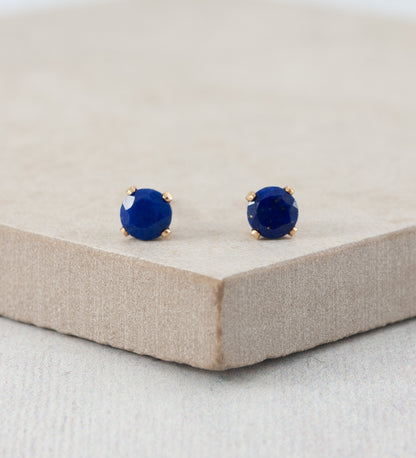 Dainty Lapis Lazuli Gemstone Stud Earrings