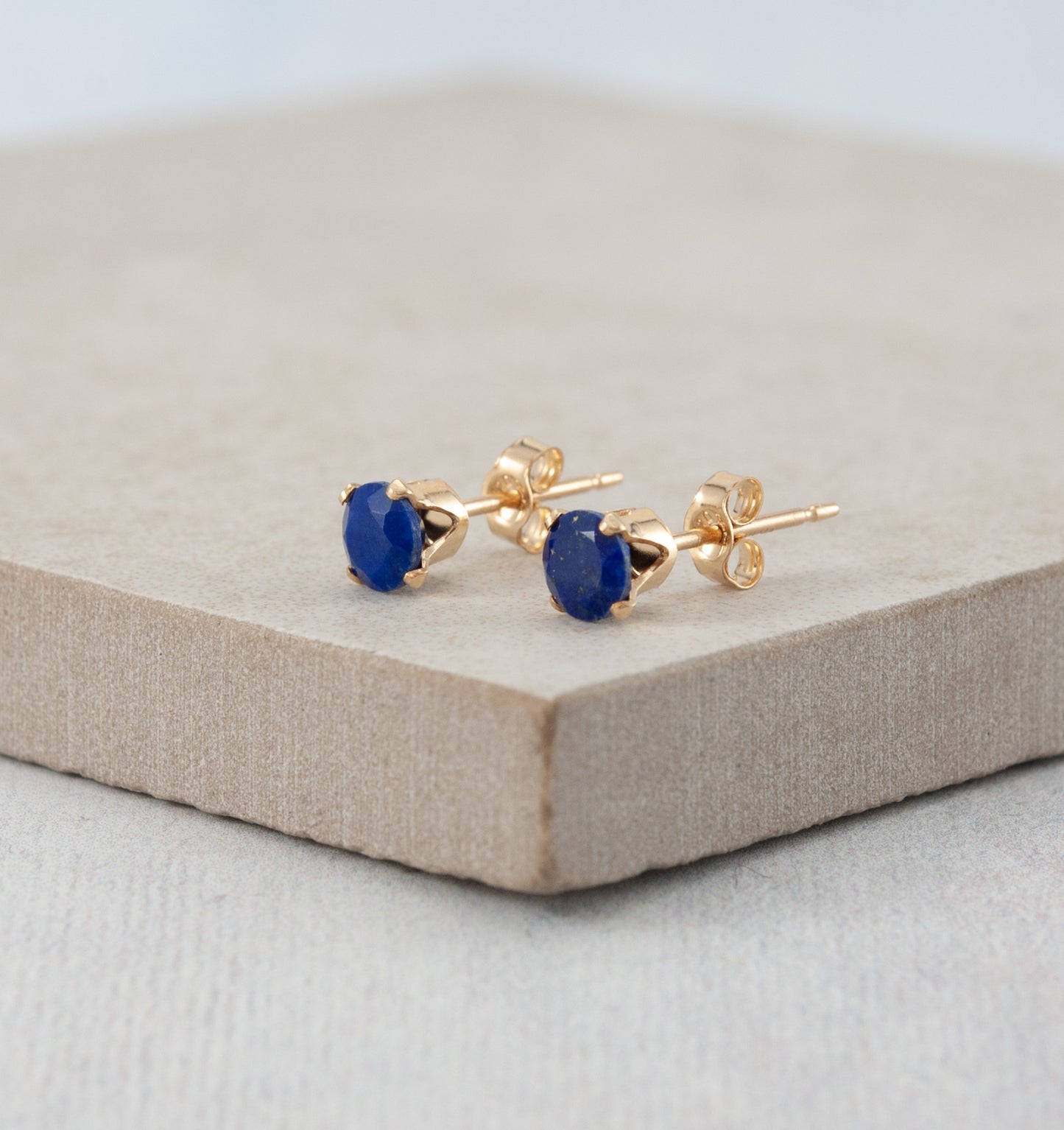 Dainty Lapis Lazuli Gemstone Stud Earrings