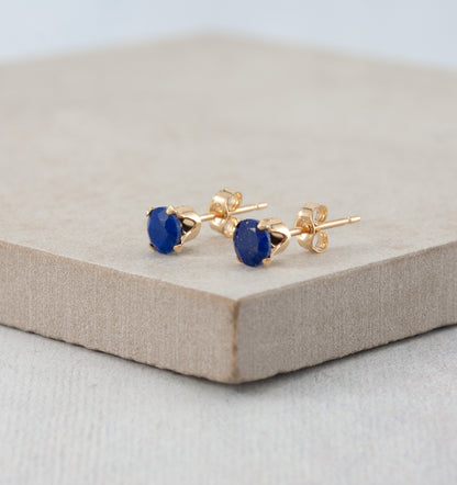Dainty Lapis Lazuli Gemstone Stud Earrings