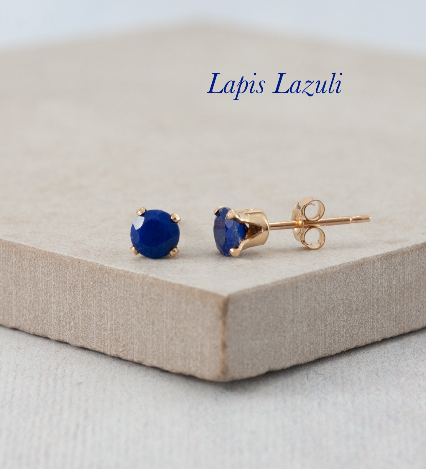 Dainty Lapis Lazuli Gemstone Stud Earrings