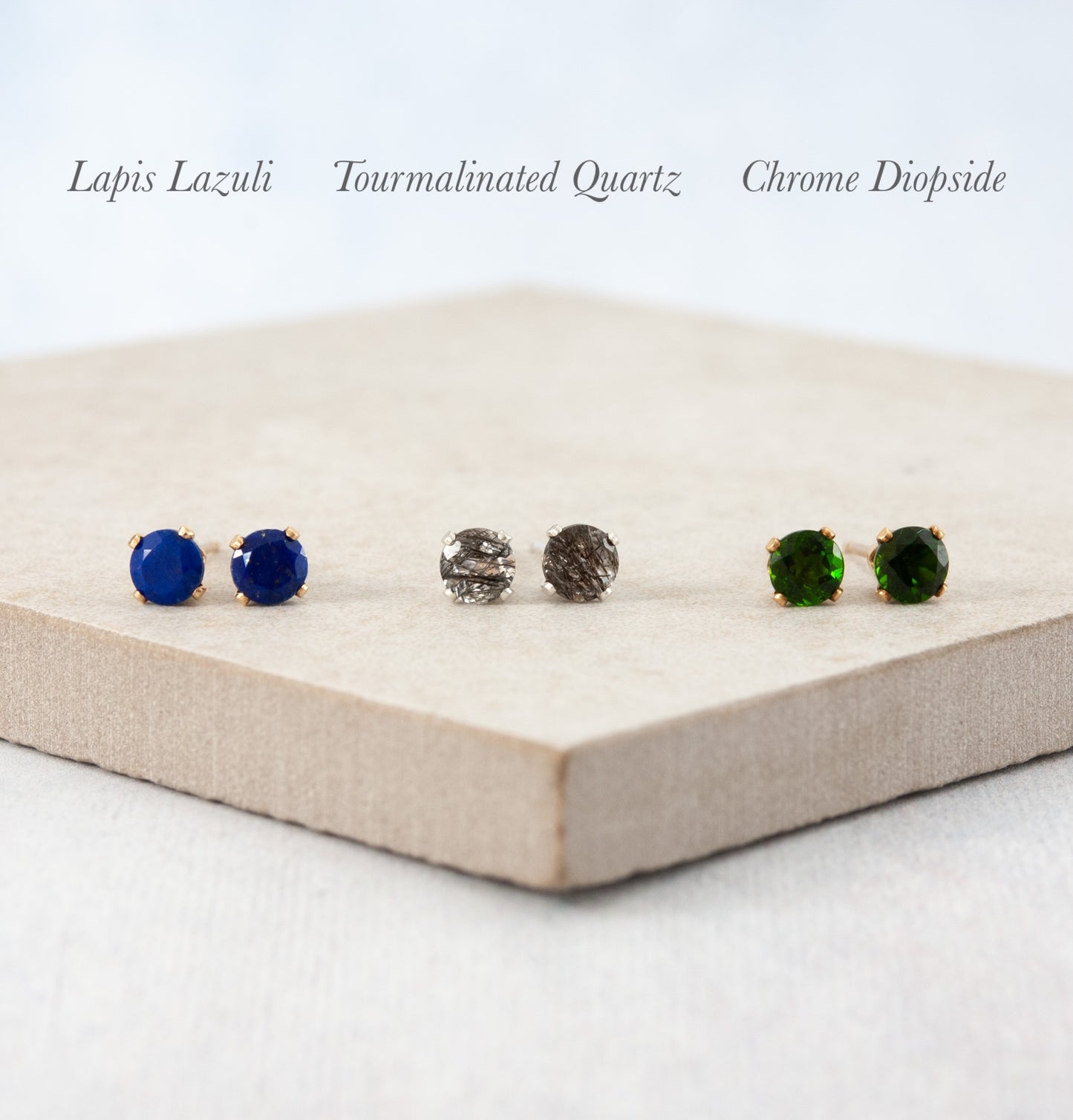 Dainty Lapis Lazuli Gemstone Stud Earrings