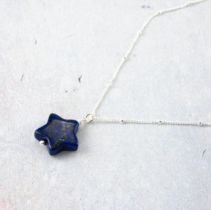 Lapis Lazuli Gemstone Star Necklace