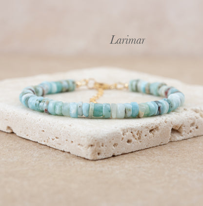 Larimar Heishi Bead Bracelet