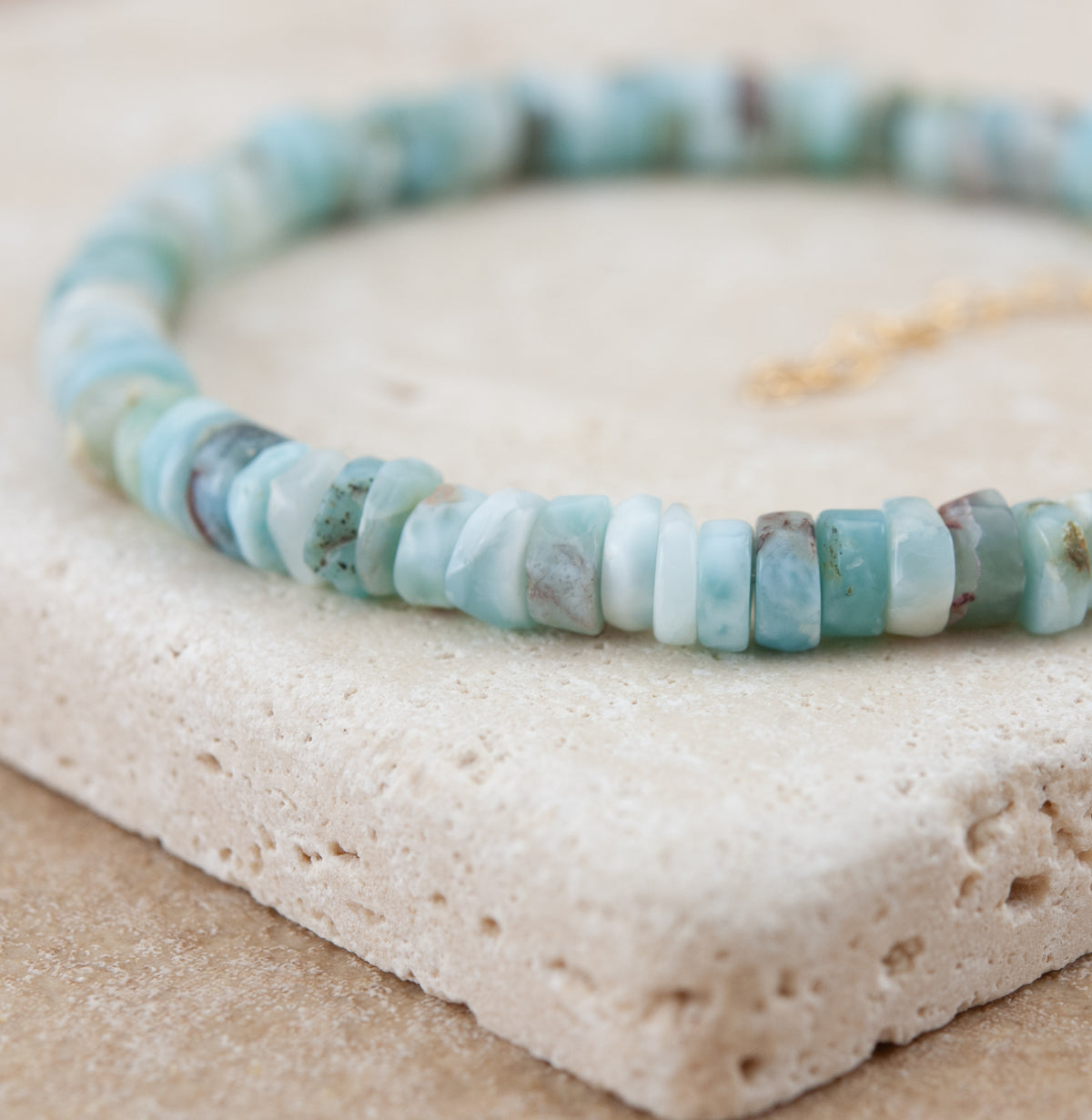 Larimar Heishi Bead Bracelet