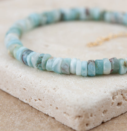 Larimar Heishi Bead Bracelet