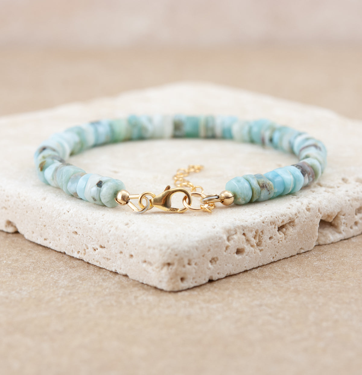 Larimar Heishi Bead Bracelet