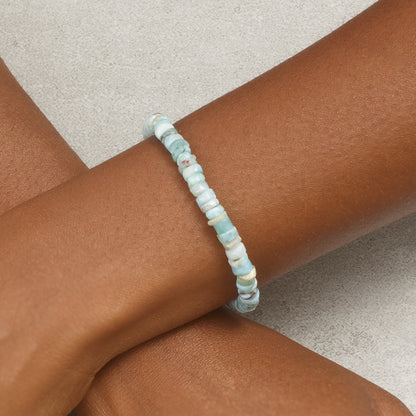 Larimar Heishi Bead Bracelet