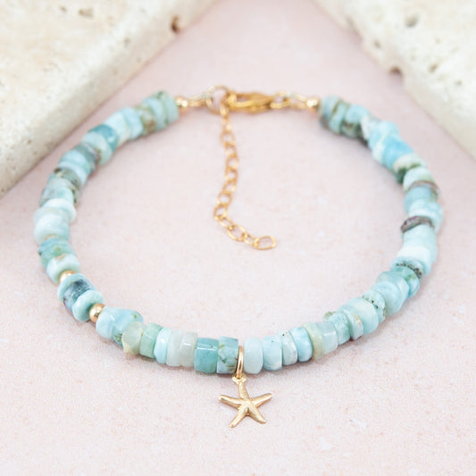 Larimar Starfish Charm Bracelet
