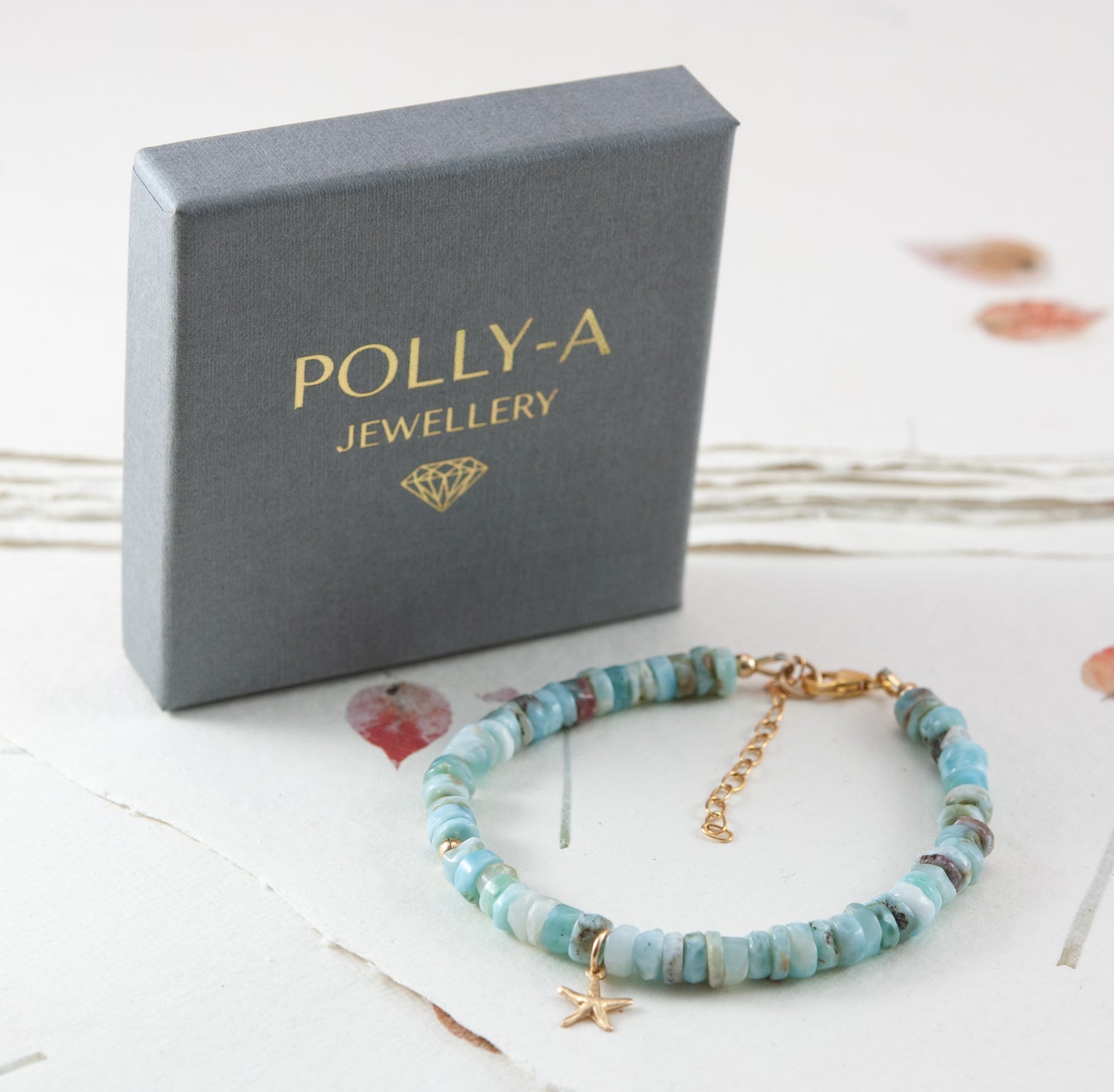 Larimar Starfish Charm Bracelet