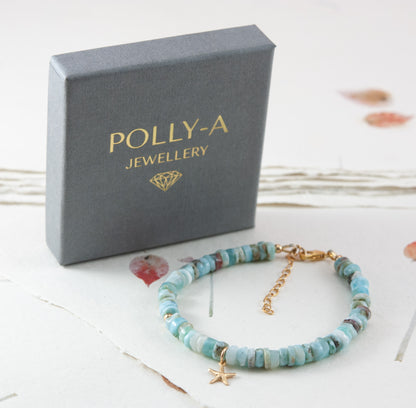 Larimar Starfish Charm Bracelet