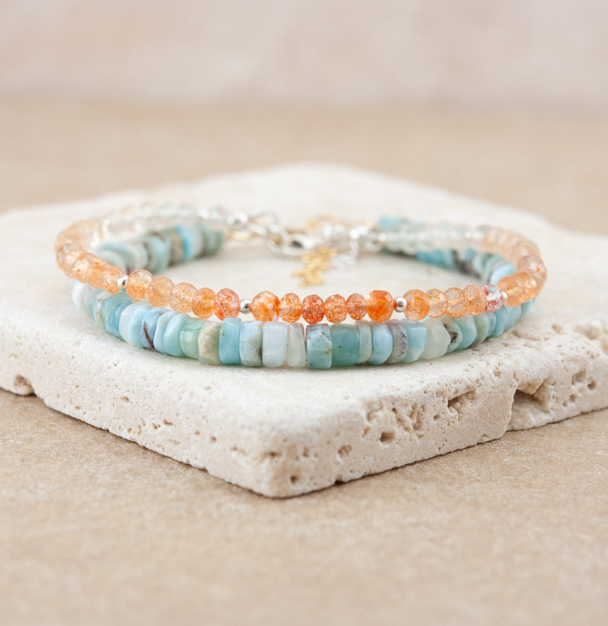 Larimar Heishi Bead Bracelet
