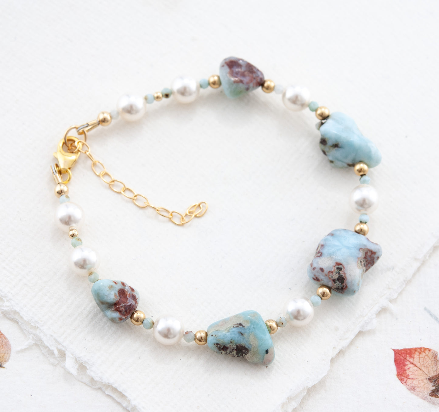 Larimar & Pearl Gemstone Bracelet