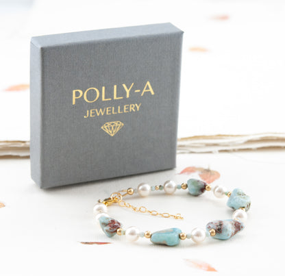 Larimar & Pearl Gemstone Bracelet