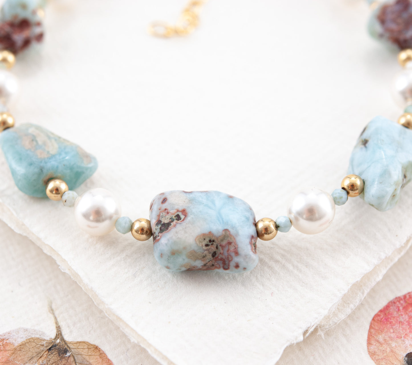 Larimar & Pearl Gemstone Bracelet