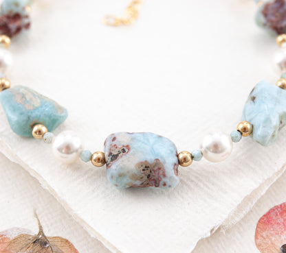 Larimar & Pearl Gemstone Bracelet
