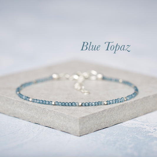 Dainty London Blue Topaz Gemstone Bracelet