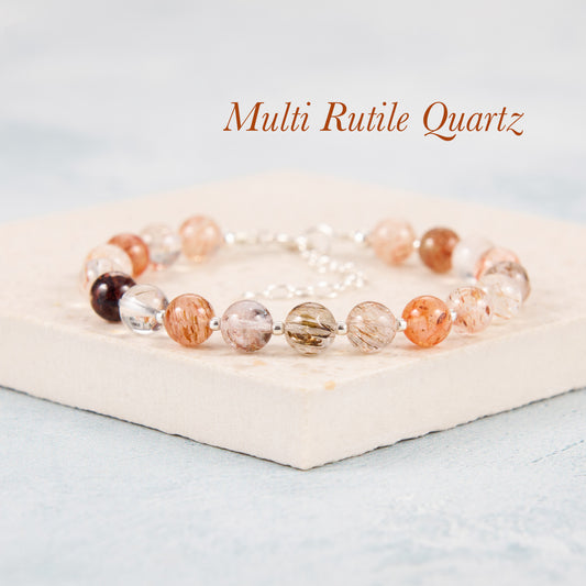 Multicolour Rutile Quartz Gemstone Bracelet