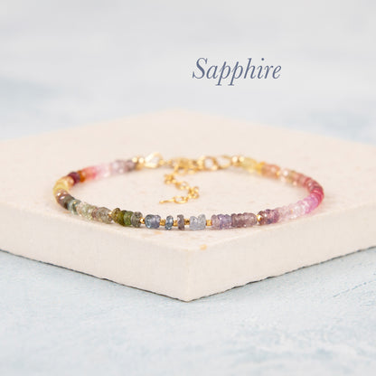 Dainty Multicolour Sapphire Gemstone Bracelet
