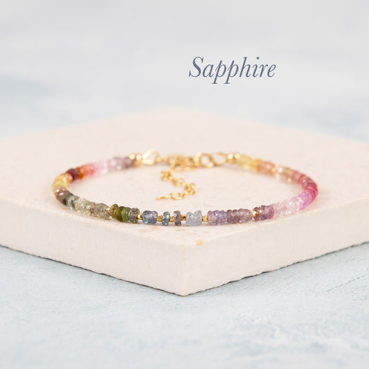 Dainty Multicolour Sapphire Gemstone Bracelet