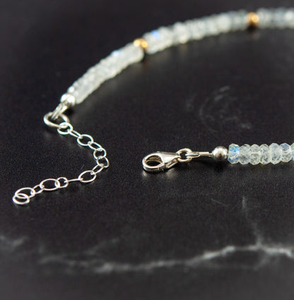 Moonstone & Sterling Silver Moon Charm Bracelet