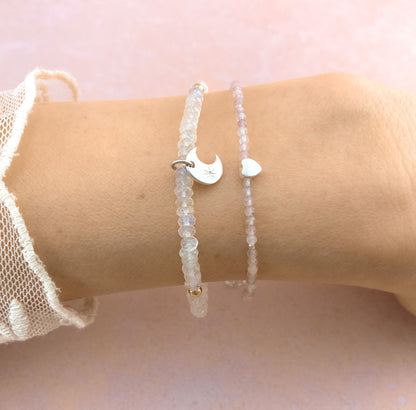 Moonstone & Sterling Silver Moon Charm Bracelet