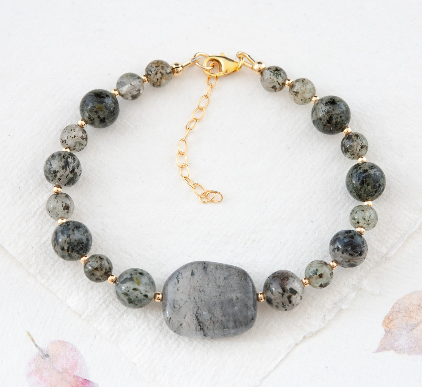 Moss / Green Rutile Quartz Gemstone Statement Bracelet