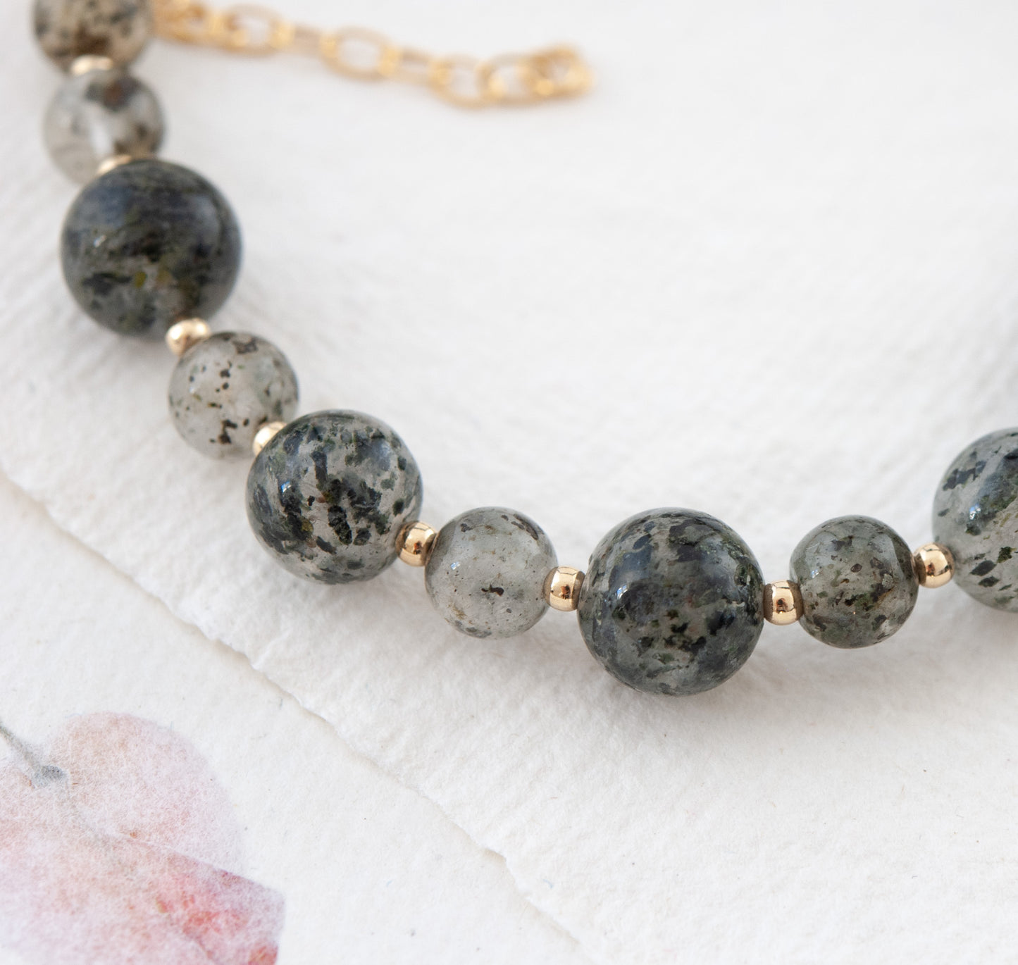 Moss / Green Rutile Quartz Gemstone Statement Bracelet
