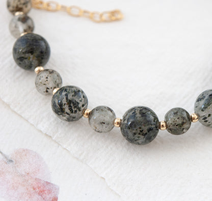 Moss / Green Rutile Quartz Gemstone Statement Bracelet