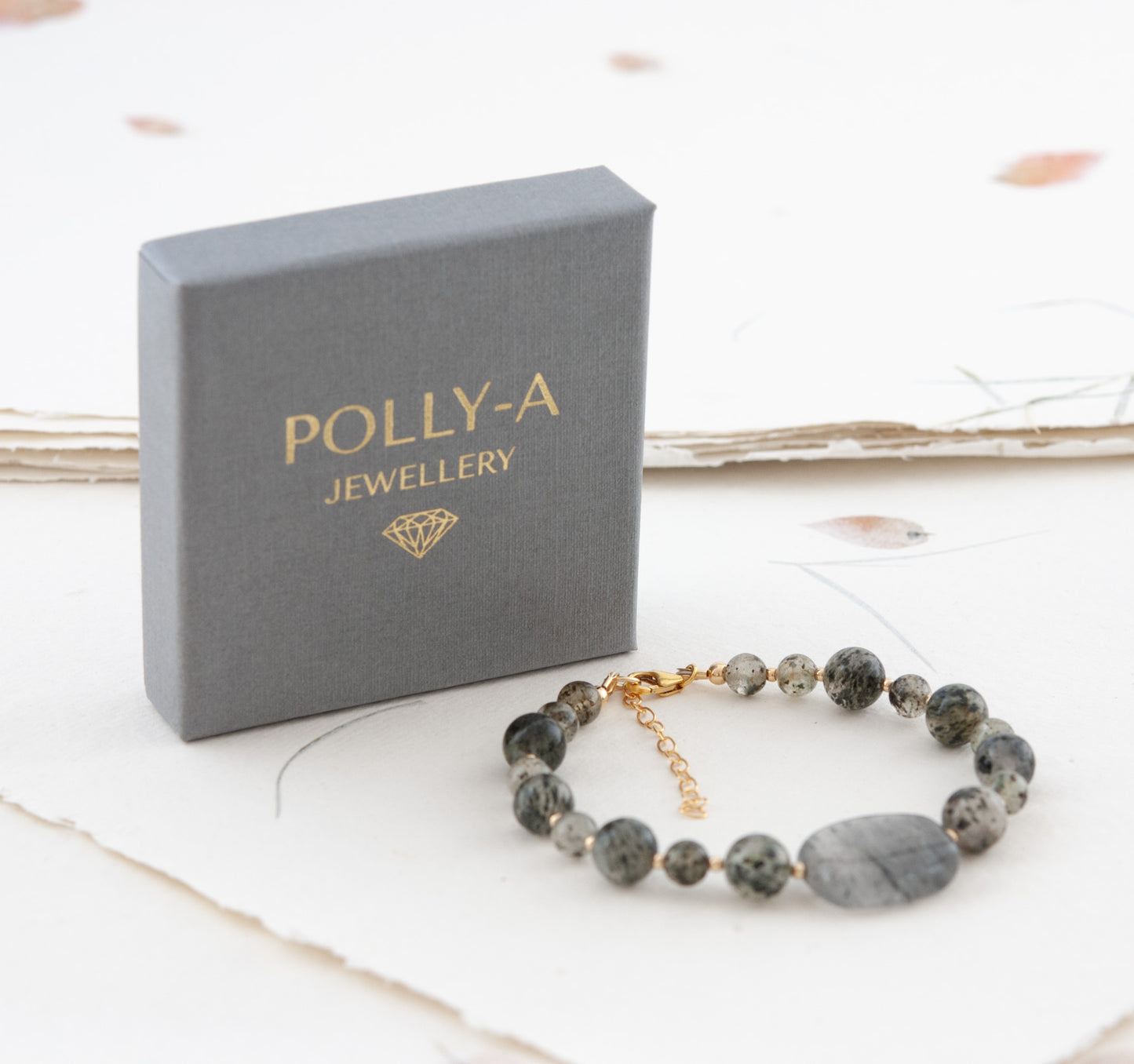 Moss / Green Rutile Quartz Gemstone Statement Bracelet