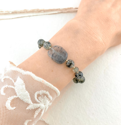 Moss / Green Rutile Quartz Gemstone Statement Bracelet