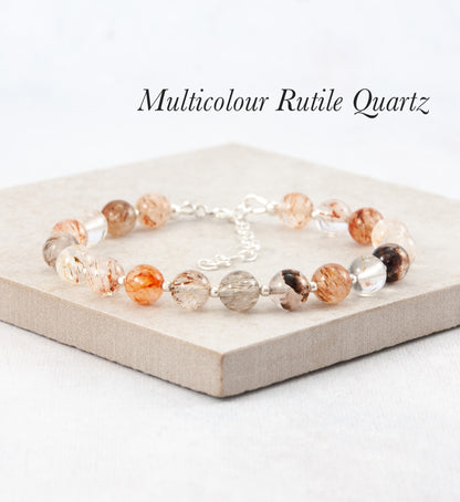 Multicolour Rutile Quartz Gemstone Bracelet