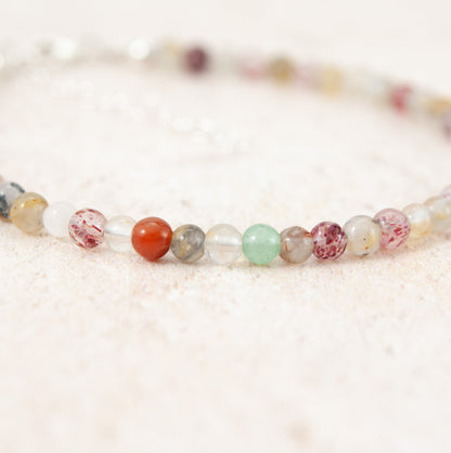 Multicolour Rutile Quartz Dainty Gemstone Bracelet