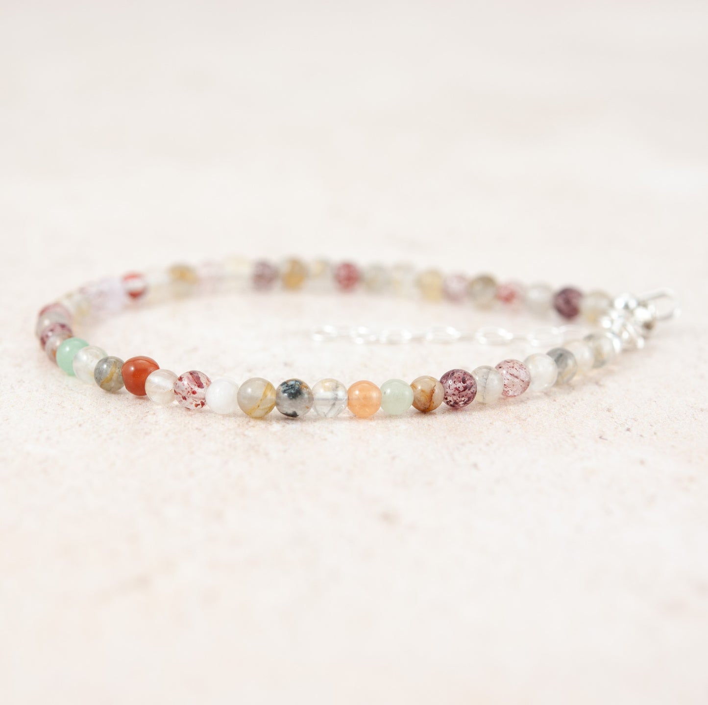 Multicolour Rutile Quartz Dainty Gemstone Bracelet