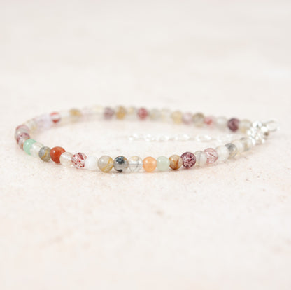 Multicolour Rutile Quartz Dainty Gemstone Bracelet