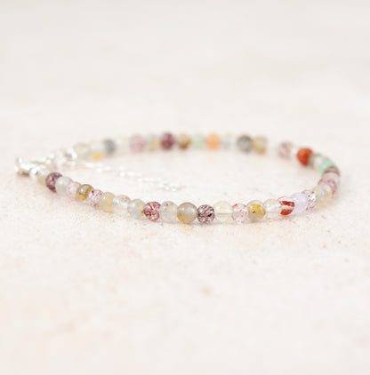 Multicolour Rutile Quartz Dainty Gemstone Bracelet