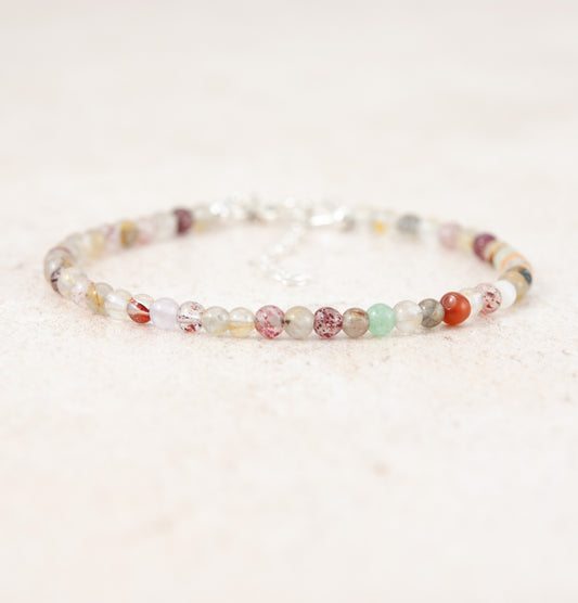 Multicolour Rutile Quartz Dainty Gemstone Bracelet