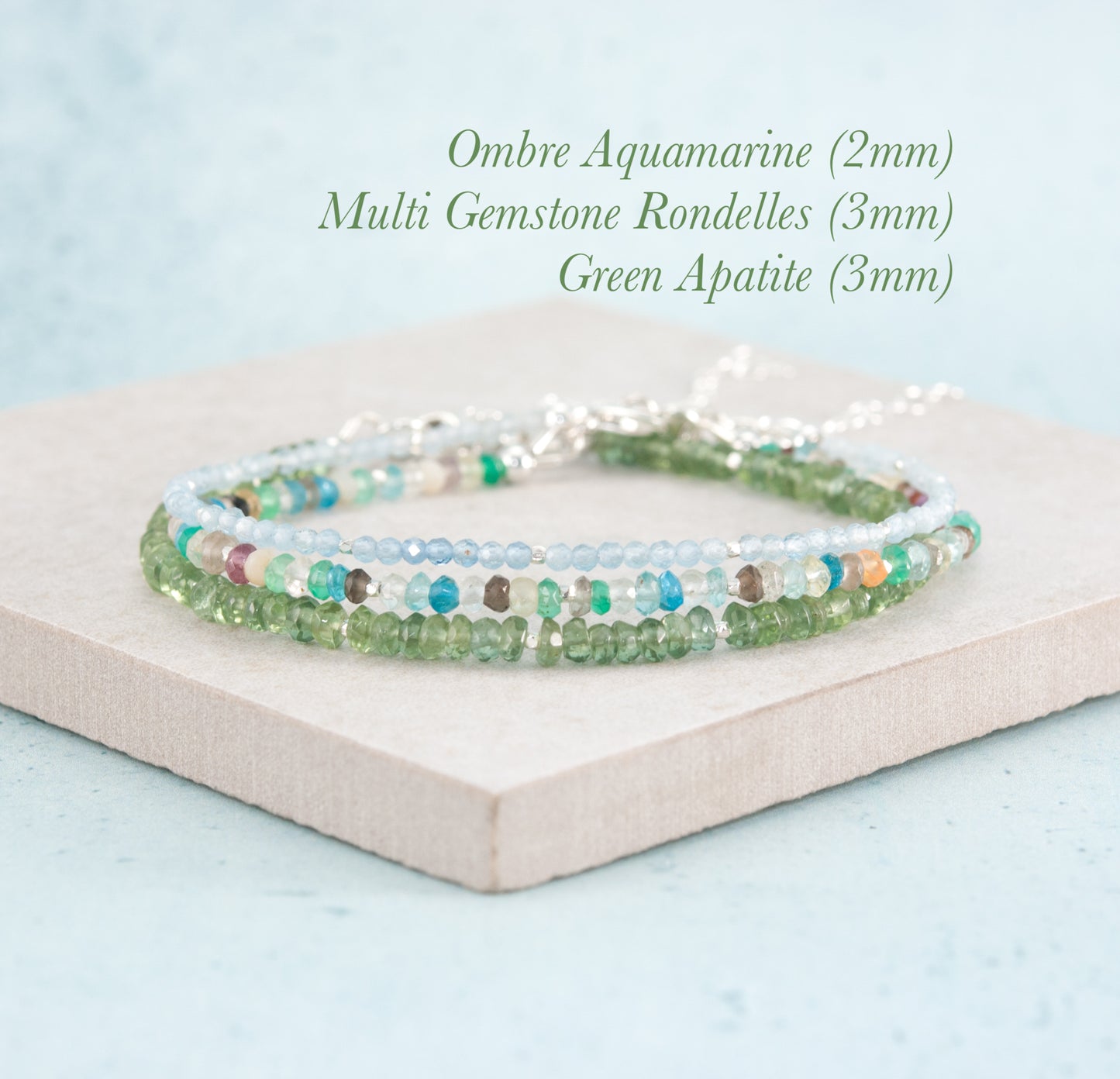 Dainty Aquamarine Ombre Gemstone Bracelet